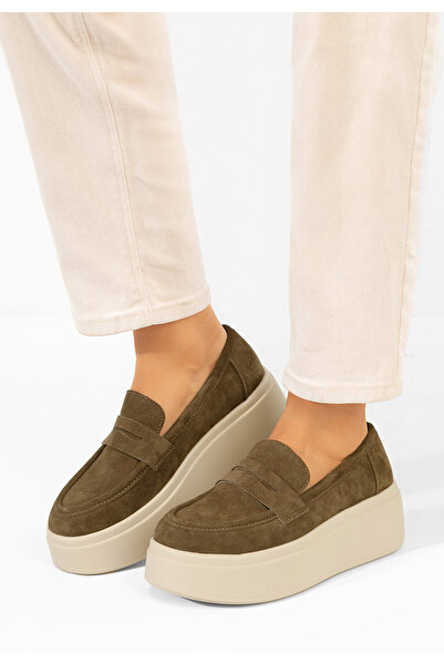 B T Shoes Mocasini cu platforma Herminia verzi