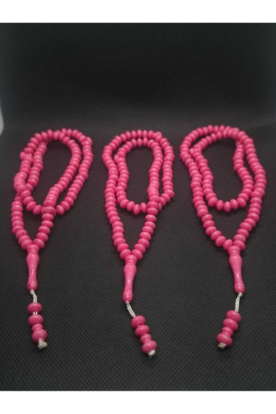 sarıyer silver Pink Plastic Stone 99-Grain Prayer Beads, Five-Piece Bulk Pack, Pink 99-Piece Prayer Beads, 5 Pieces