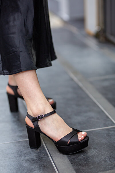 EREN SHOES BAG AVA Saten Bilekten Bağlamalı Platform Tabanlı Abiye Ayakkabı