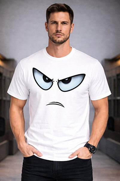 VODEXA Unisex majica prekomernog veličine ANGRY EYES sa printom, 100% pamučna...