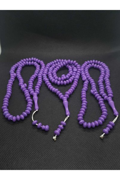 sarıyer silver Purple Colored Plastic Stone 99 Grained Prayer Beads Five-Piece Bulk Pack Purple 99 Prayer Beads 5 Pieces