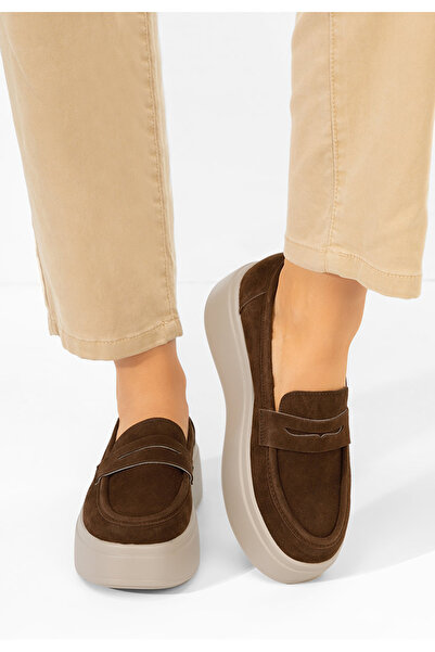 B T Shoes Mocasini cu platforma Herminia maro