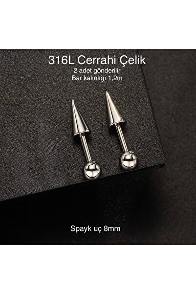 Bylin % 100 316 L Cerrahi Çelik Spayk&Top Uçlu Piercing Takısı - Spaky Uzunlu...