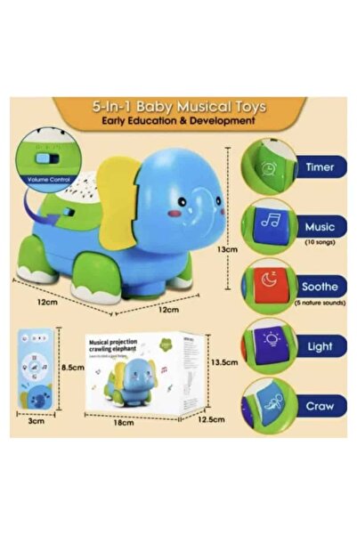 OEM Elefant interactiv muzical cu telecomanda – lumini, sunete si proiectie pentru copii