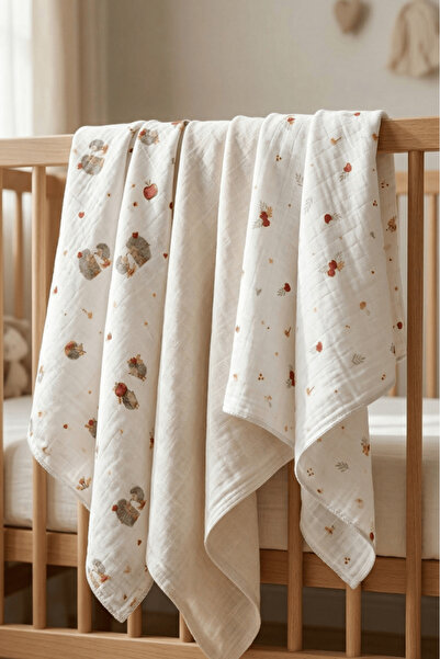 LUCKKA Little Organic's | 3’lü %100 Organik Pamuk Müslin Örtü - Battaniye Set...