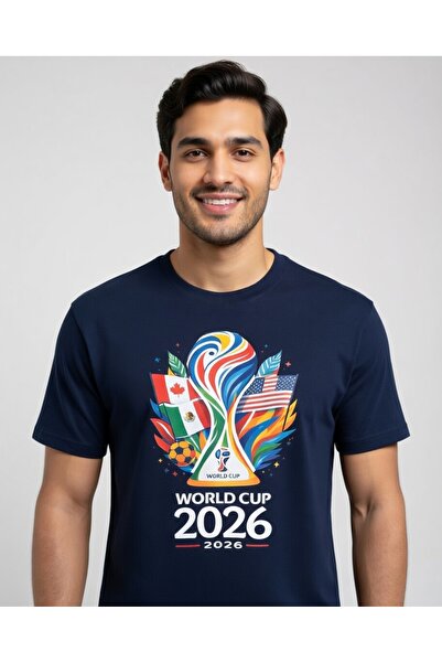 Efendioğlu Design Kısa kollu Kupa görselli 2026 Dünya kupası Logolu Amerika-m...