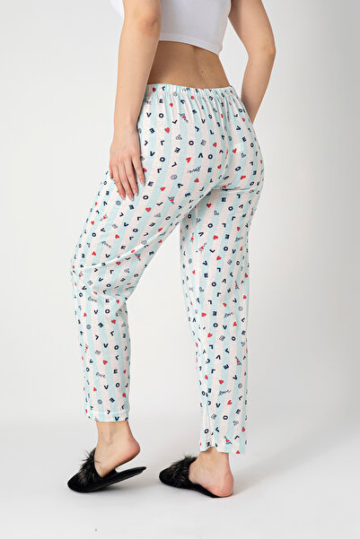 DONEX Pamuklu İnce Nefes Alan Kumaş Kurdele Bel Detaylı Cepsiz Kadın Pijama Altı