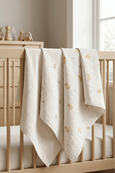 LUCKKA Little Organic's | طقم أغطية وبطانيات موسلين من القطن العضوي 100%، مكوّن من 3 قطع، مقاس 75×80 سم | Oeko-Tex | GOTS