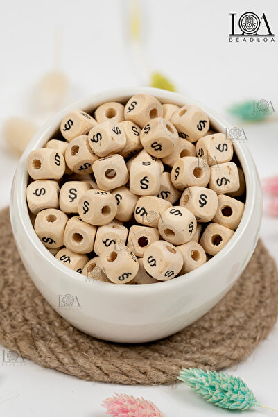 BeadLoa 10 mm Wooden Letter Beads Single - Letter S - Alphabet Beads Cube Let...