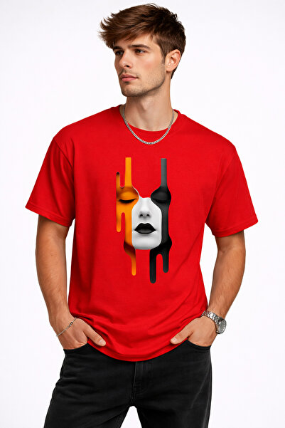 VODEXA Μπλουζάκι Unisex Oversize με στάμπα COLORFUL FACE, 100% βαμβακερό, άνε...