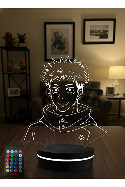 Eymi Design Itadori Yuji Anime LED Gece Lambası 3D Illüzyon RGB Renk Değiştir...