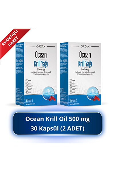 Orzax Ocean Krill Oil 500 mg 30 Kapsül (2 ADET)