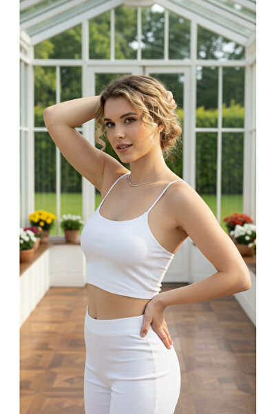 cicial Women's Strappy Crop Bustier Combed Cotton Blouse 1St Quality Body