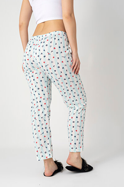 DONEX Pamuklu İnce Nefes Alan Kumaş Kurdele Bel Detaylı Cepsiz Kadın Pijama Altı