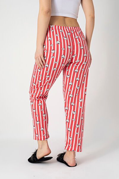 DONEX Pamuklu İnce Nefes Alan Kumaş Kurdele Bel Detaylı Cepsiz Kadın Pijama Altı