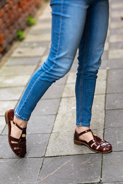 EREN SHOES BAG Sandale de damă VİDALE din piele naturală lacuită, casual