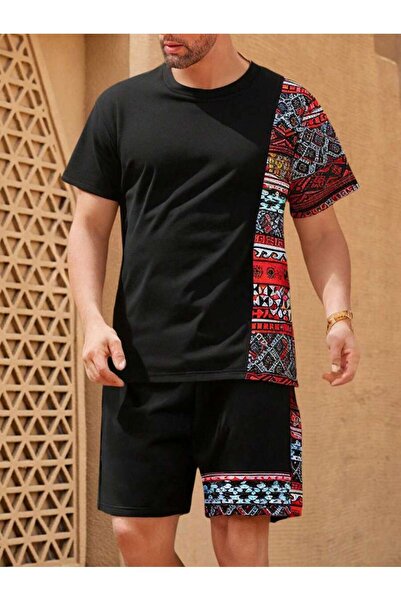 Iuliashop Set costum negru Elias pentru bărbați, compus din tricou și pantalo...