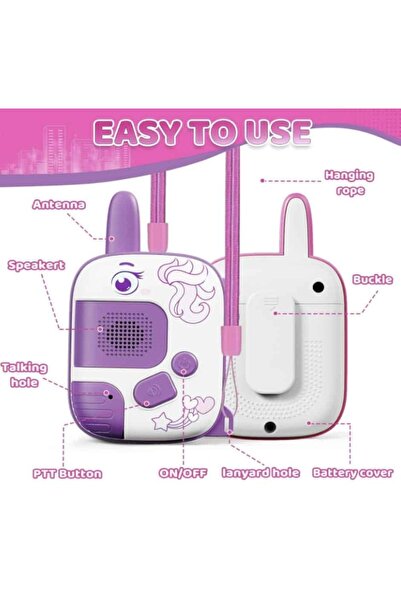 OEM Set walkie talkie copii unicorn – 2 statii comunicare, lanterna si 8 canale