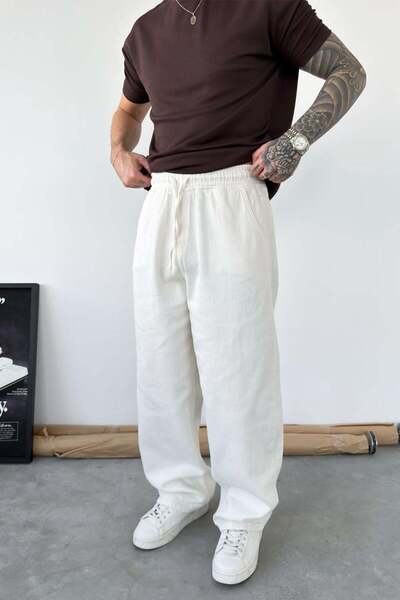 HAFKAGİYİM Ecru Basic Gabardine Baggy Trousers