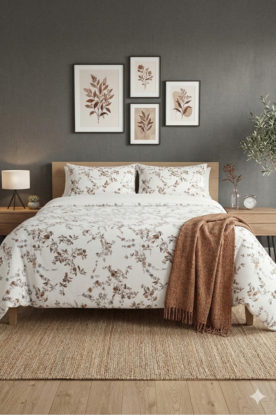 Home Flower Patterned Double Duvet Cover Set