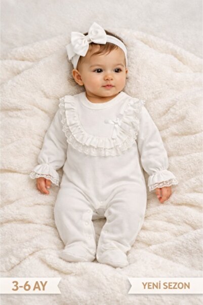 Superbaby Βρεφικό ολόσωμο φορμάκι με δαντελένιο γιακά