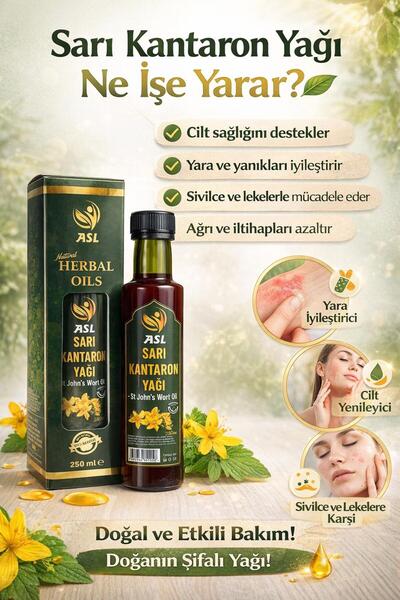 ASL Sarı Kantaron Yağı (St. John's Wort Oil) 250 ml | İçilebilir | Cam Şiş