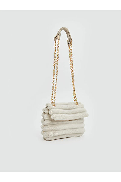 LC Waikiki LCW ACCESSORIES Βελούδινη γυναικεία τσάντα ώμου με λουράκι αλυσίδα...