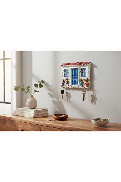 EL YAPIMI Dekoratif Ev Figürlü Anahtarlık Askılığı