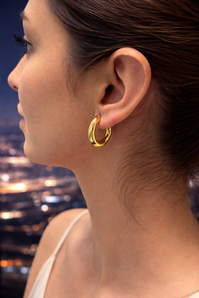 Arthesia Jewelry أقراط حلقية ذهبية عصرية من الفولاذ أقراط نسائية أنيقة