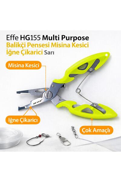 EFFE HG155 Multi Purpose Balıkçı Pensesi Misina Kesici İğne Çıkarıcı Sarı