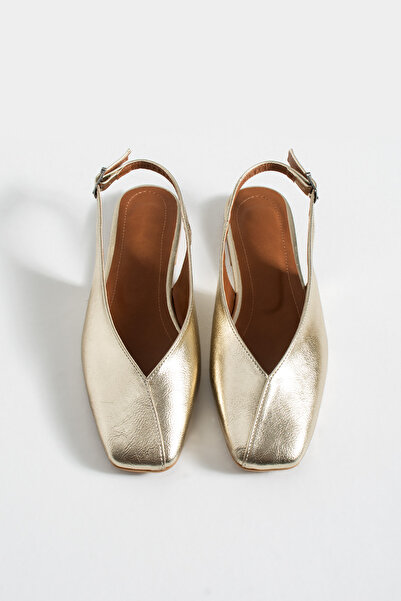 DESPİNA MİA Kadın Haki Kare Burun Babet Arkası Açık Bantlı Şık Günlük Ayakkabı