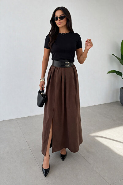 kikiriktekstil 10882 Γυναικεία βαμβακερή φούστα με λεπτομέρεια ζώνης, μήκους ...