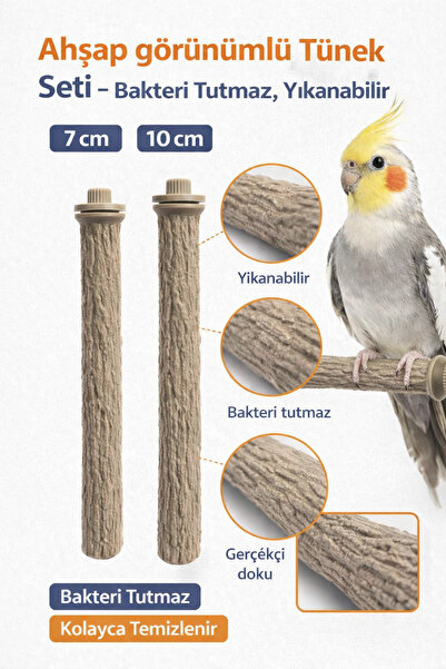 ozzipetshop Ahsap Dokulu Bakteri Tutmayan Yıkanabilir Papağan Tunegi Seti 7 -...