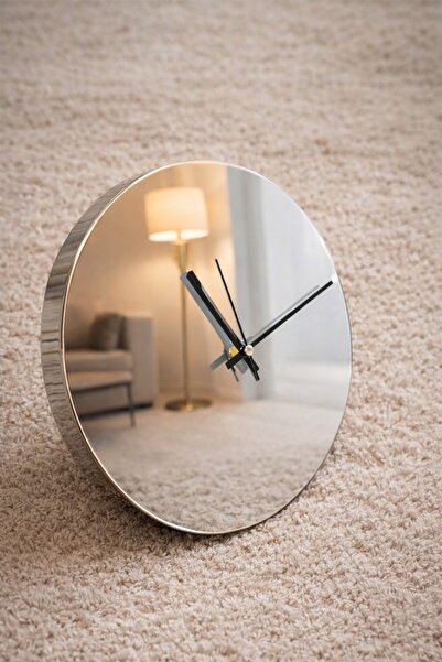 JHAAR Krom Ayna Yüzeyli Metal Modern Duvar Saati 30 cm - Sessiz Mekanizma