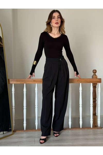 YK FASHION Kilit Detaylı Pantolon