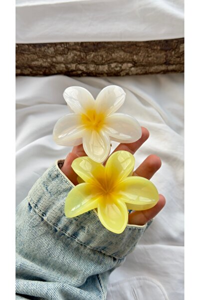 YOYYO Yellow and Mint Green Lotus Hairpin Buckle Set of Two - Tropical Summer...