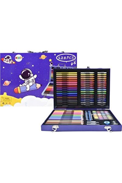 LeanToys Set de artă într-o valiză cu un astronaut albastru 128 EL