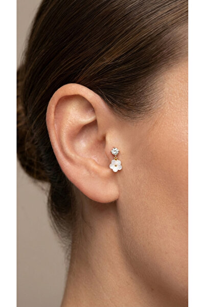 Vilma Aksesuar Cerrahi Çelik Taşlı Sedefli Tragus Helix Piercing (6mm)
