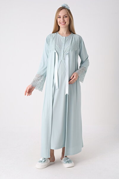 EM&FA TEKSTİL Maternity Maternity Dressing Gown Nightwear Set