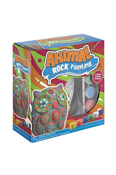 GRAFİX Pictură pe piatră cu bufniță, 12 cm + 6 vopsele și pensulă