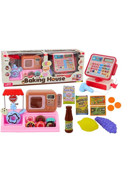 LeanToys Set Magazin de gogoși Cofetărie Casă de marcat Microunde