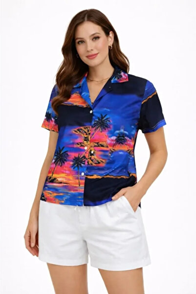 DRESSIFY WOMEN’S FASHION Σετ κοντομάνικο πουκάμισο και σορτς με τροπικό σχέδι...