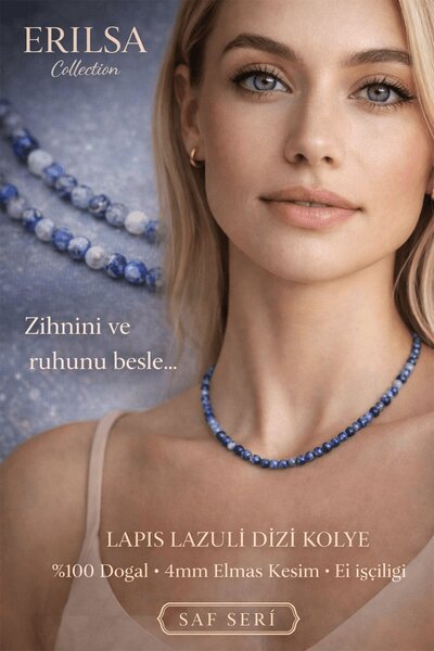 Erilsa Sertifikalı Lapis Lazuli Dizi Kolye - 4mm Elmas Kesim Minimal Seri Doğ...