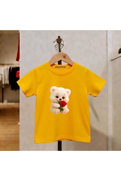 playwear Αρκουδάκι που κρατάει τριαντάφυλλο, τυπωμένο, 100% βαμβακερό, παιδικ...