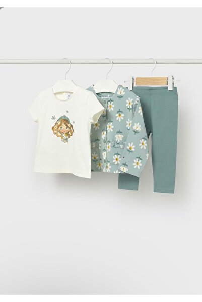 MAYORAL Li̇mi̇ Baby Girl & Child Soft Texture Cardigan T-Shirt Leggings 3-Pie...