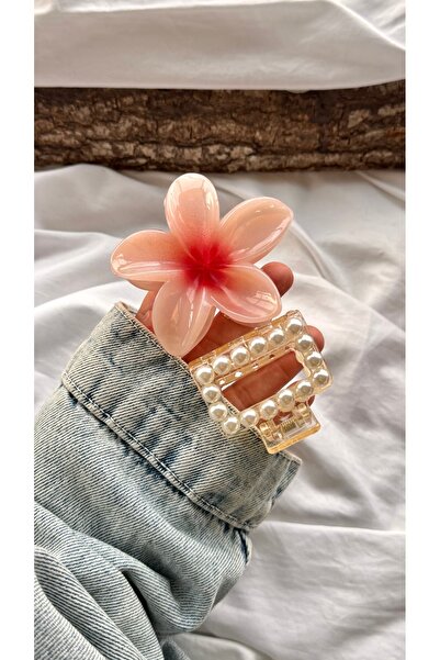 YOYYO Διαφανές ορθογώνιο σετ κούμπωμα με πέρλες και κούμπωμα λωτού - Κομψά αξ...