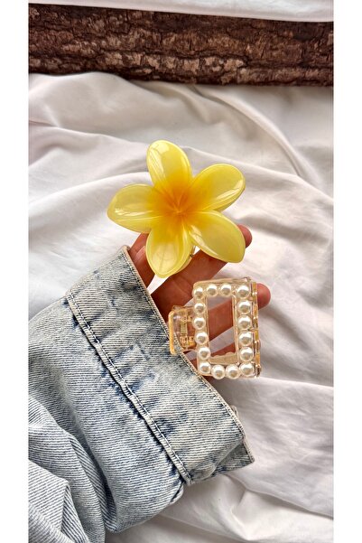 YOYYO Διαφανές ορθογώνιο σετ κούμπωμα με πέρλες και κούμπωμα λωτού - Κομψά αξ...