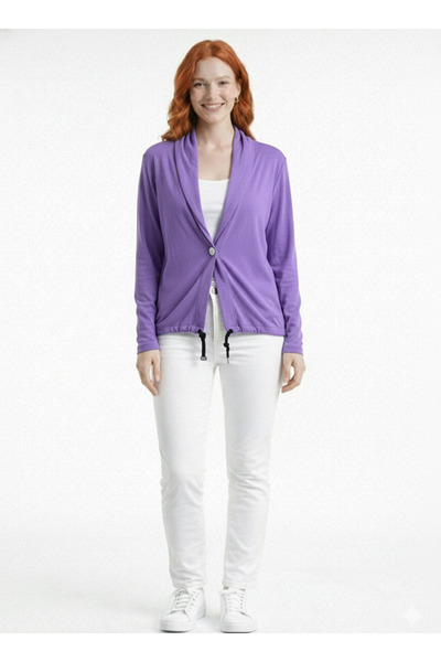Neden Tekstil Women's Violet Knitwear Loose Cardigan with Laces