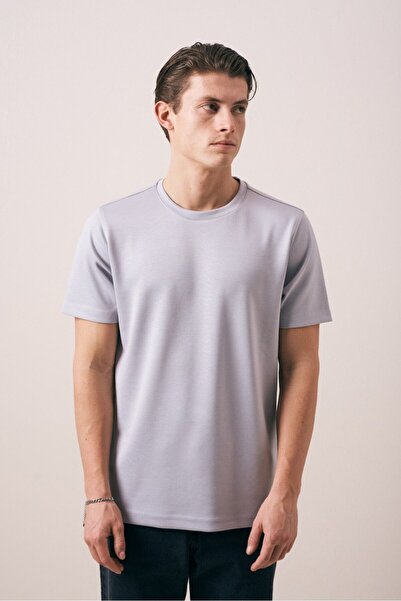 İLKCET MODA Ανδρικό μπλουζάκι από ύφασμα Modal σε γκρι χρώμα, κανονική εφαρμογή
