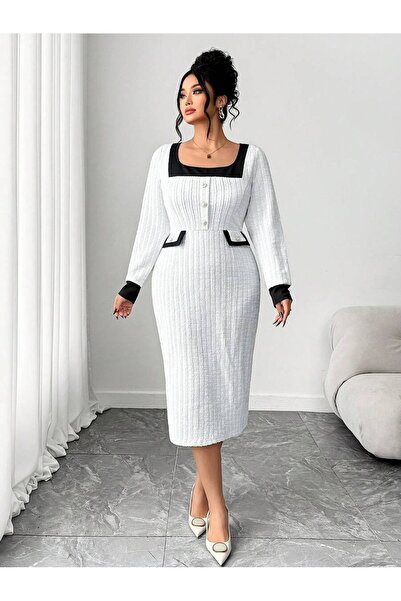 Iuliashop Liliah White Midi Dress - Plus Sizes - 44